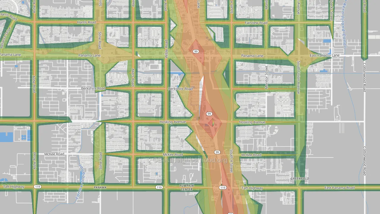 Stone Meadows, Bakersfield, CA Map of Noise Levels in Stone Meadows