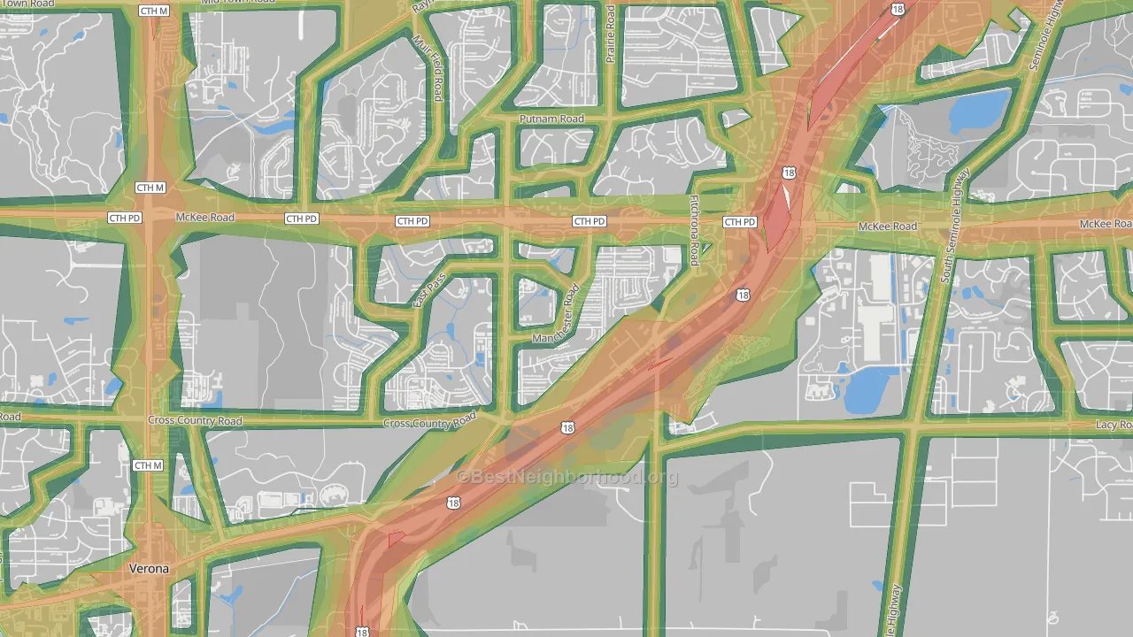 Stone Meadows, Madison, WI Map of Noise Levels in Stone Meadows
