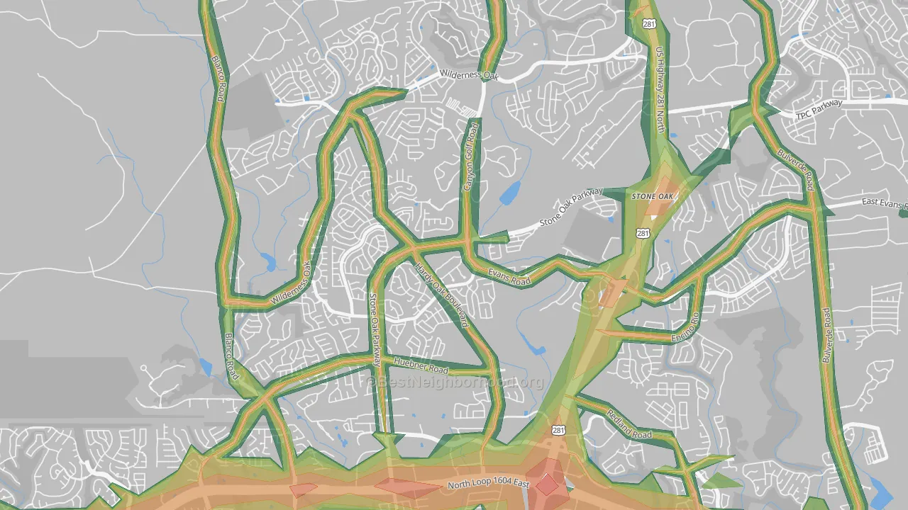 Stone Oak, San Antonio, TX Map of Noise Levels in Stone Oak