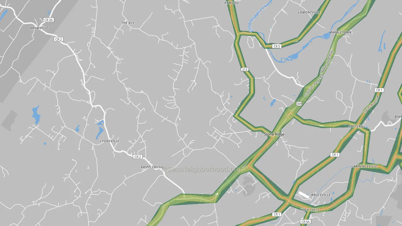 Stone Ridge, NY Map of Noise Levels in Stone Ridge