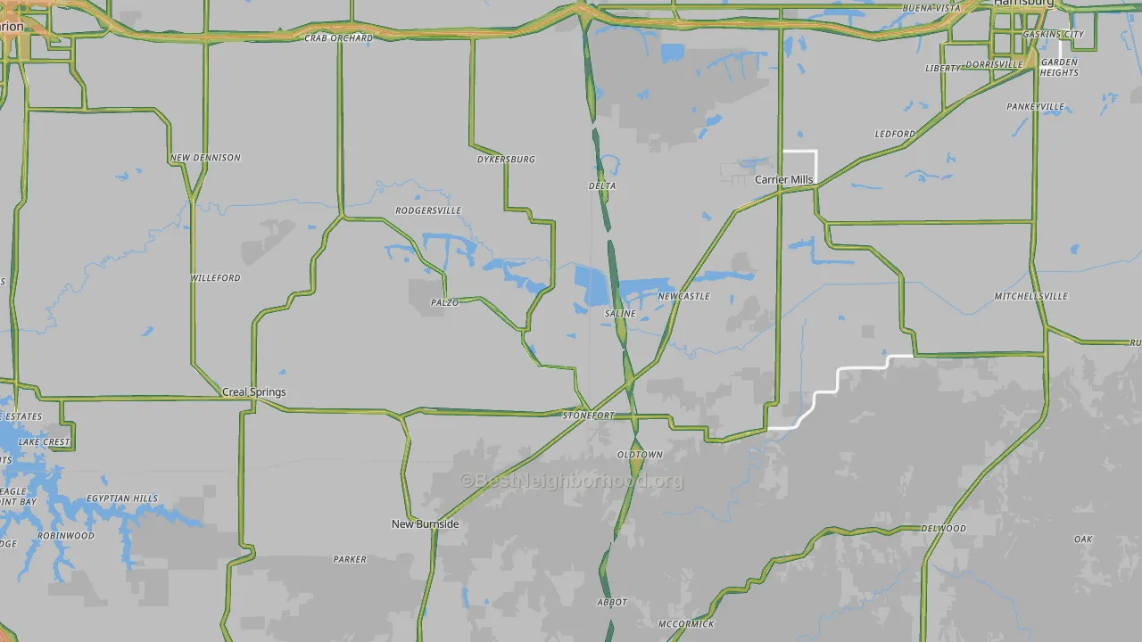 Stonefort, IL Map of Noise Levels in Stonefort