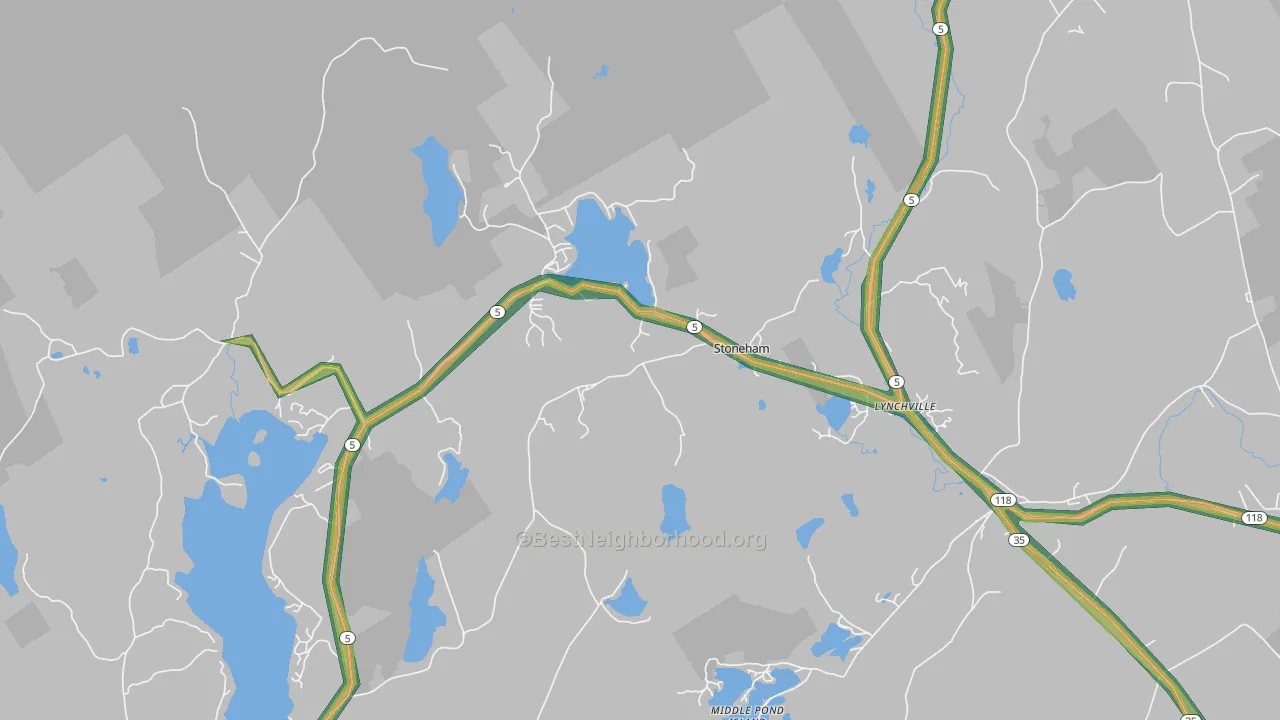 Stoneham, ME Map of Noise Levels in Stoneham