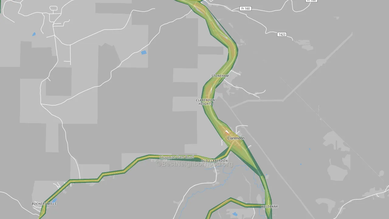 Stoneham, PA Map of Noise Levels in Stoneham