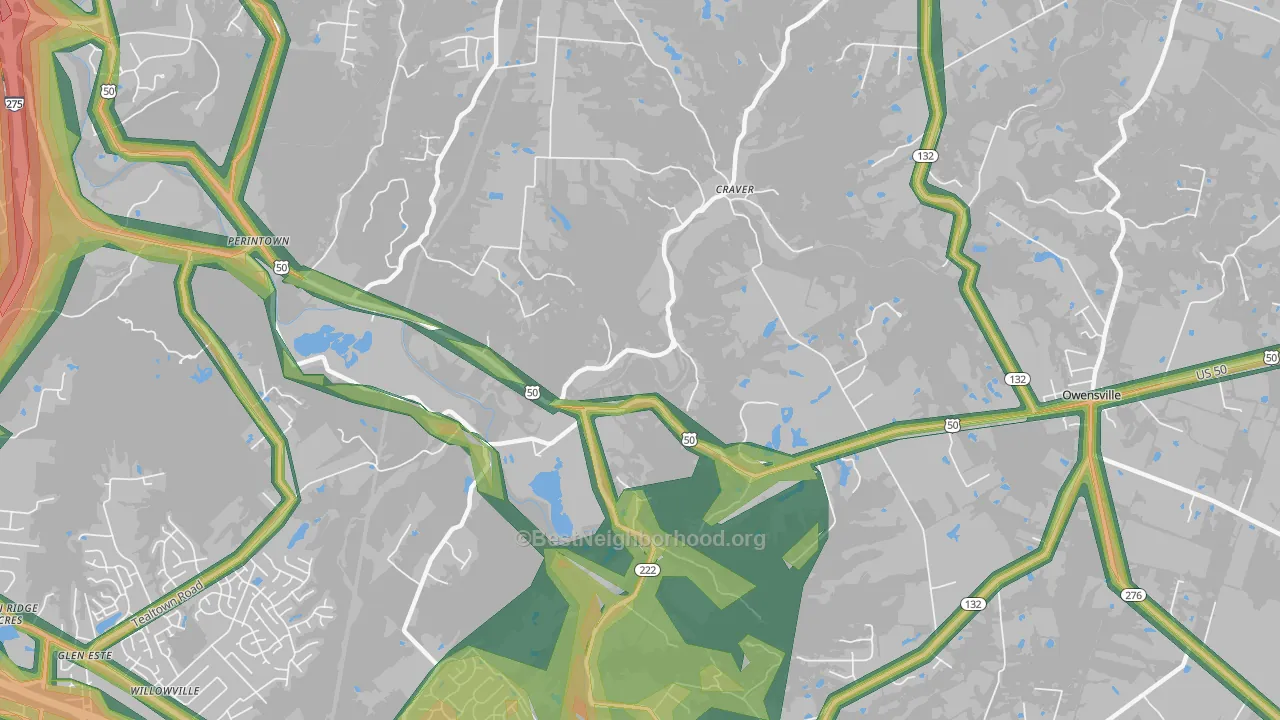 Stonelick, OH Map of Noise Levels in Stonelick