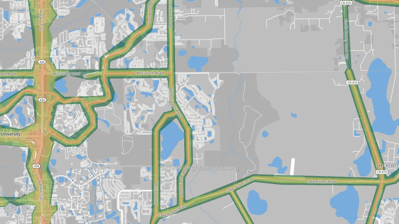 Stonemeade, Alafaya, FL Map of Noise Levels in Stonemeade