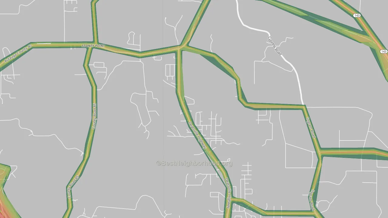 Stoney Point, AL Map of Noise Levels in Stoney Point