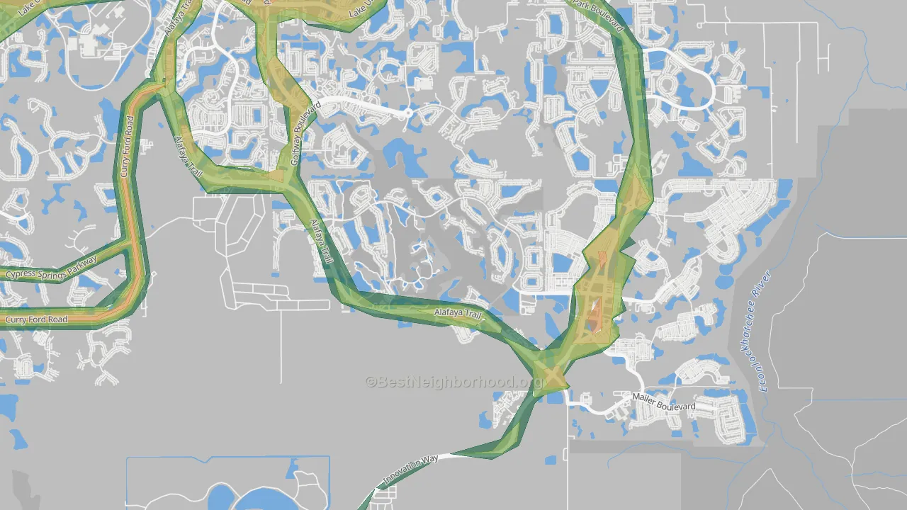 Stoneybrook, Alafaya, FL Map of Noise Levels in Stoneybrook