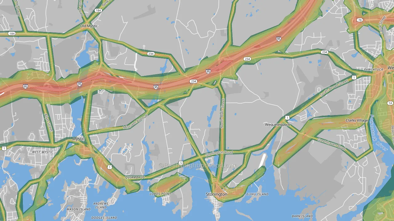 Stonington, CT Map of Noise Levels in Stonington