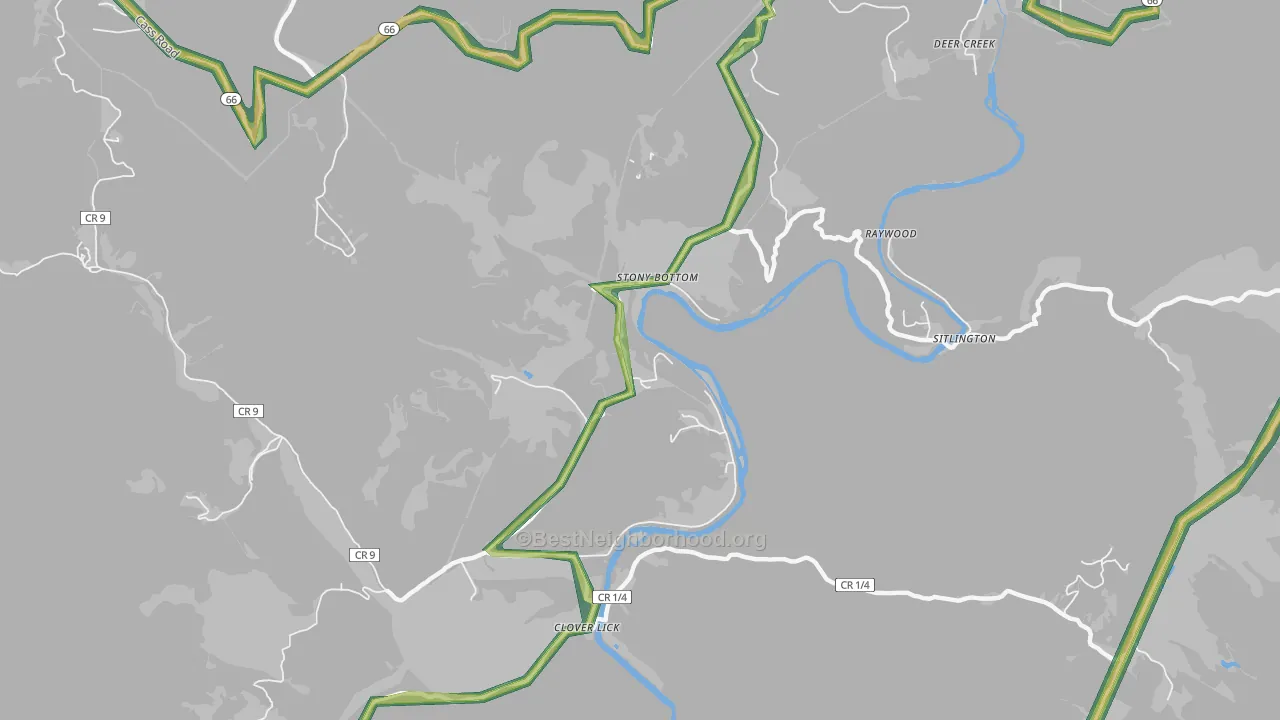Stony Bottom, WV Map of Noise Levels in Stony Bottom