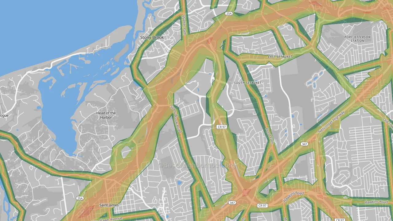 Stony Brook, NY Map of Noise Levels in Stony Brook