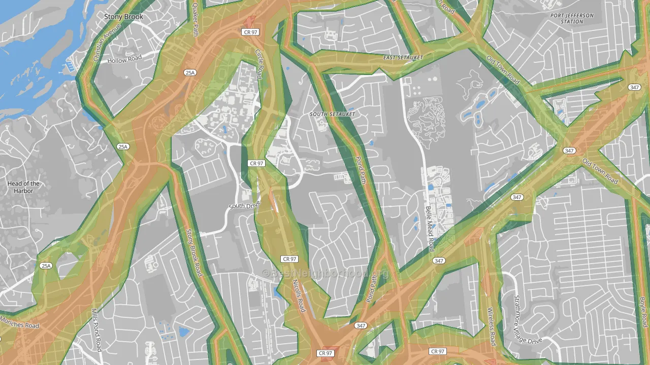Stony Brook University, NY Map of Noise Levels in Stony Brook University