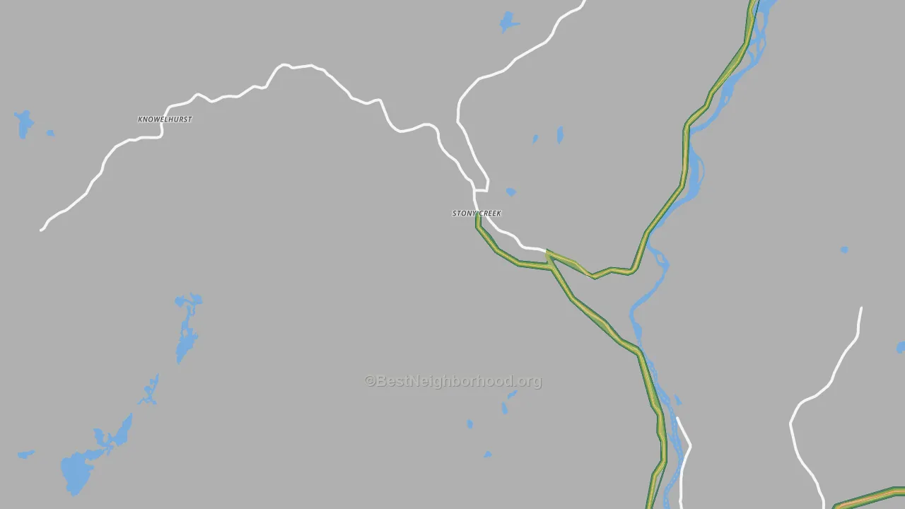 Stony Creek, NY Map of Noise Levels in Stony Creek