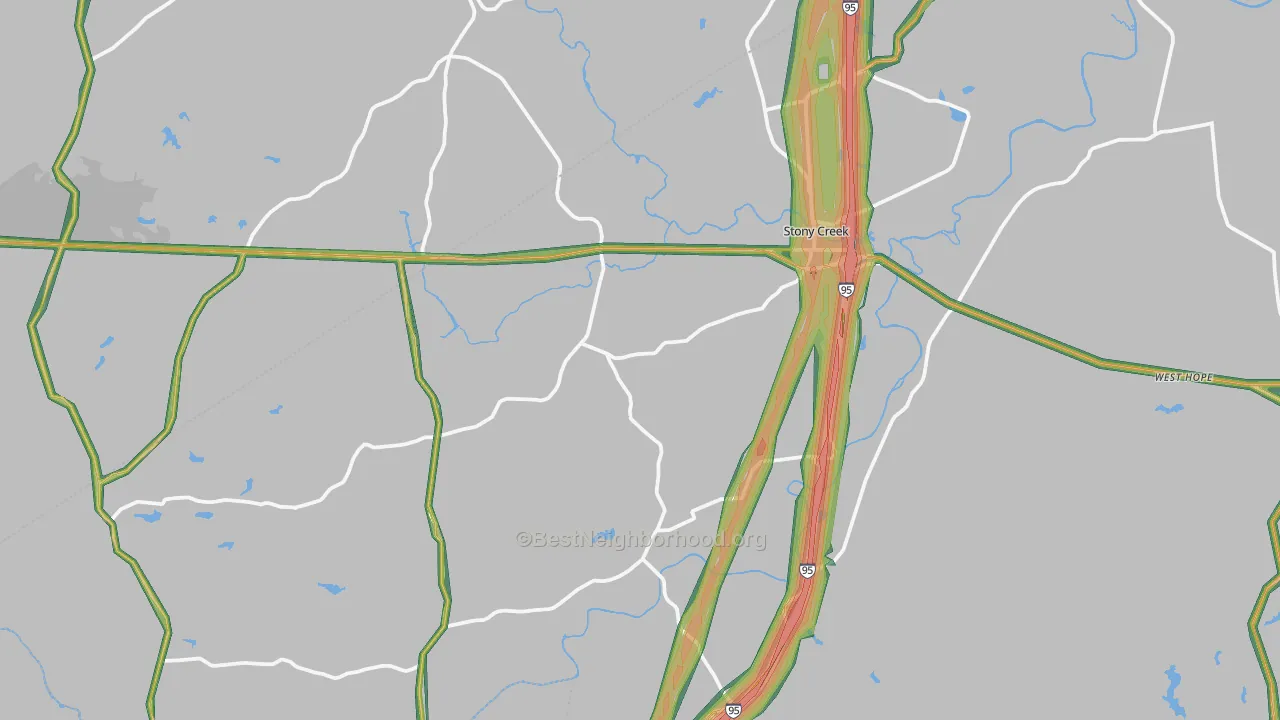 Stony Creek, VA Map of Noise Levels in Stony Creek