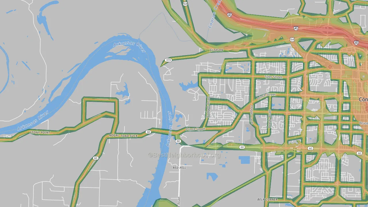 Stony Point, AR Map of Noise Levels in Stony Point