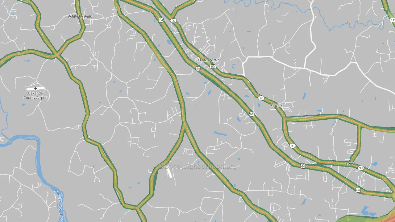 Stony Point, NC Map of Noise Levels in Stony Point