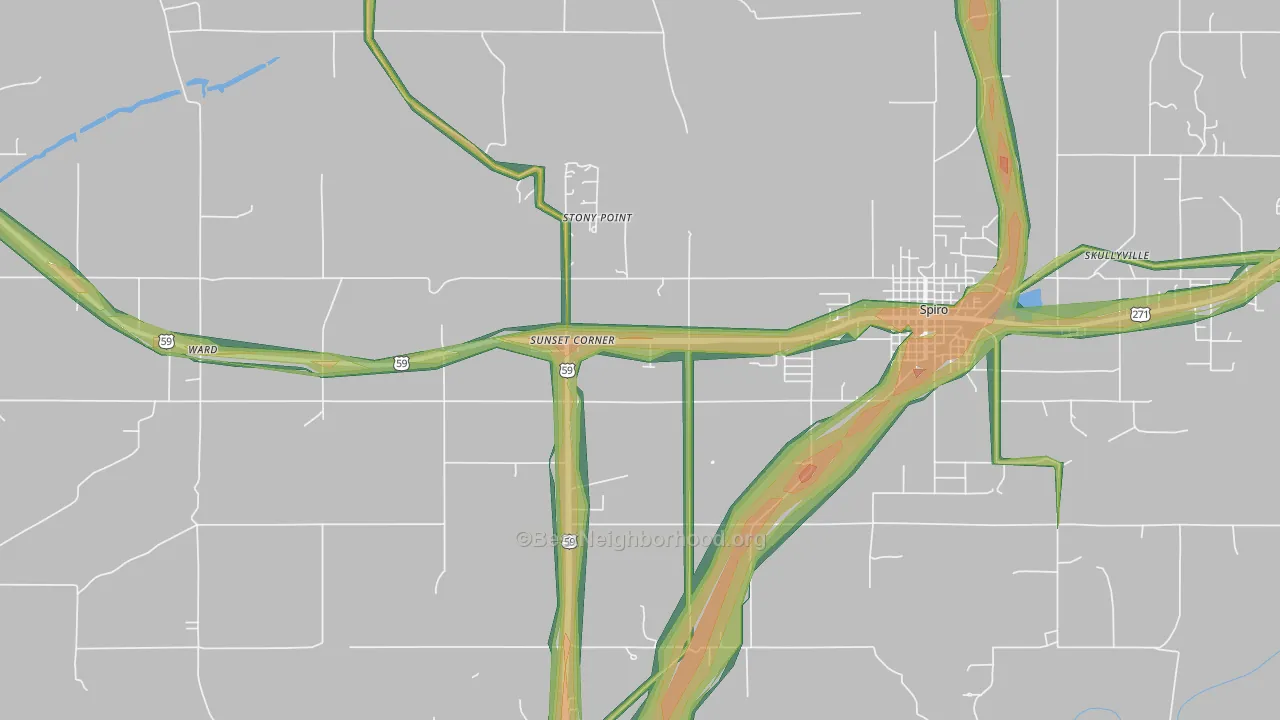 Stony Point, OK Map of Noise Levels in Stony Point
