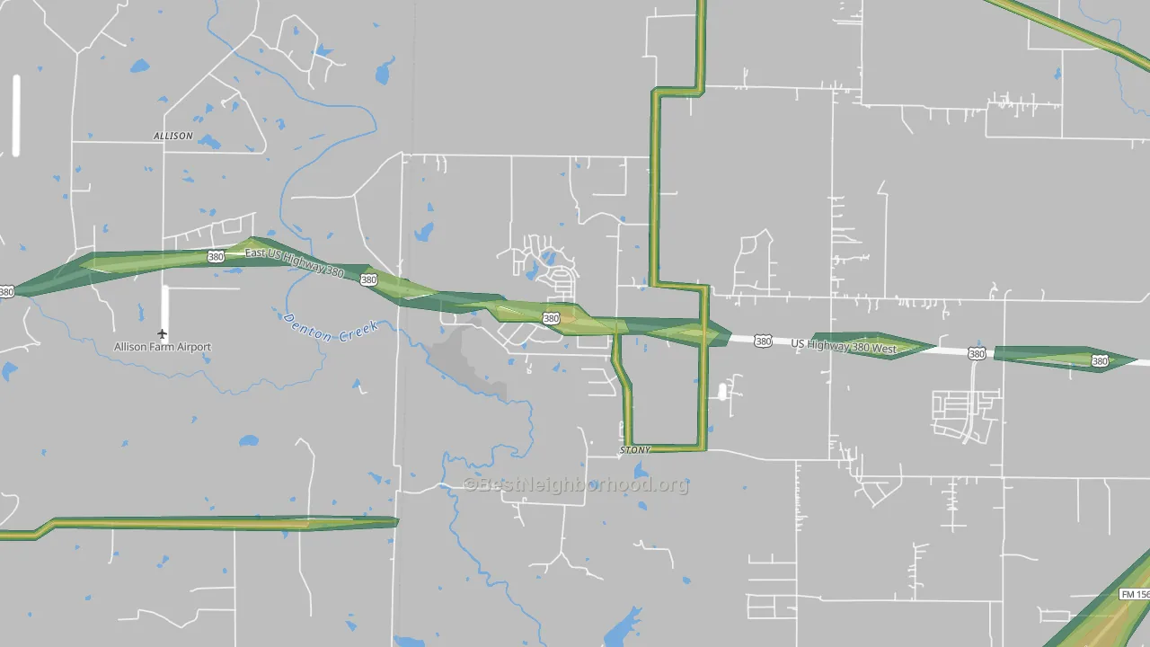 Stony, TX Map of Noise Levels in Stony