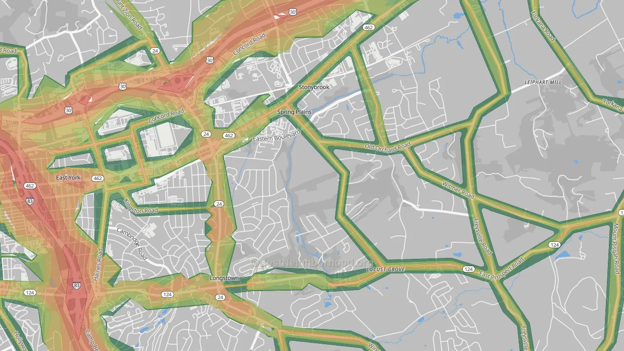Stonybrook-Wilshire, York, PA Map of Noise Levels in Stonybrook-Wilshire
