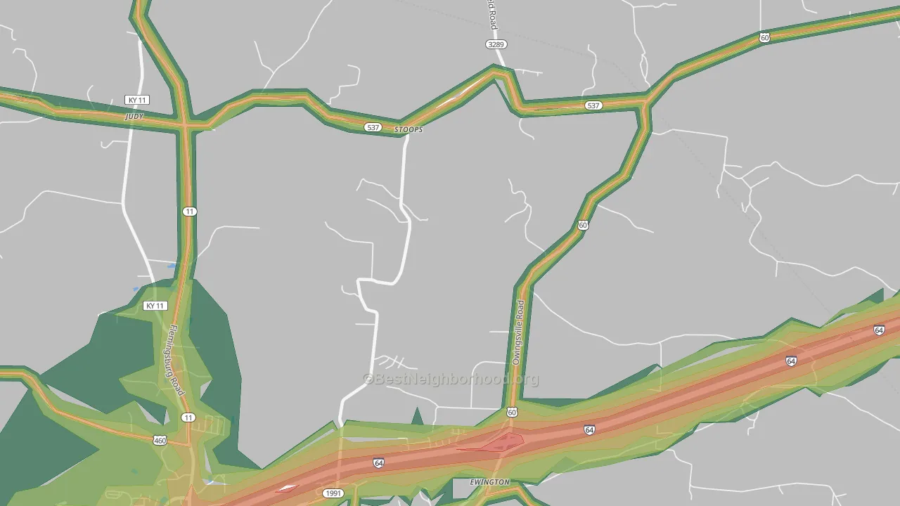 Stoops, KY Map of Noise Levels in Stoops
