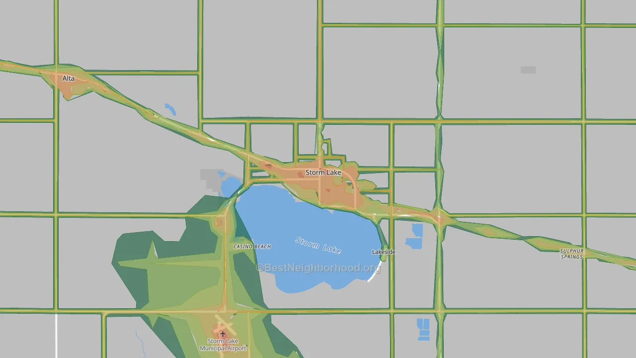 Storm Lake, IA Map of Noise Levels in Storm Lake