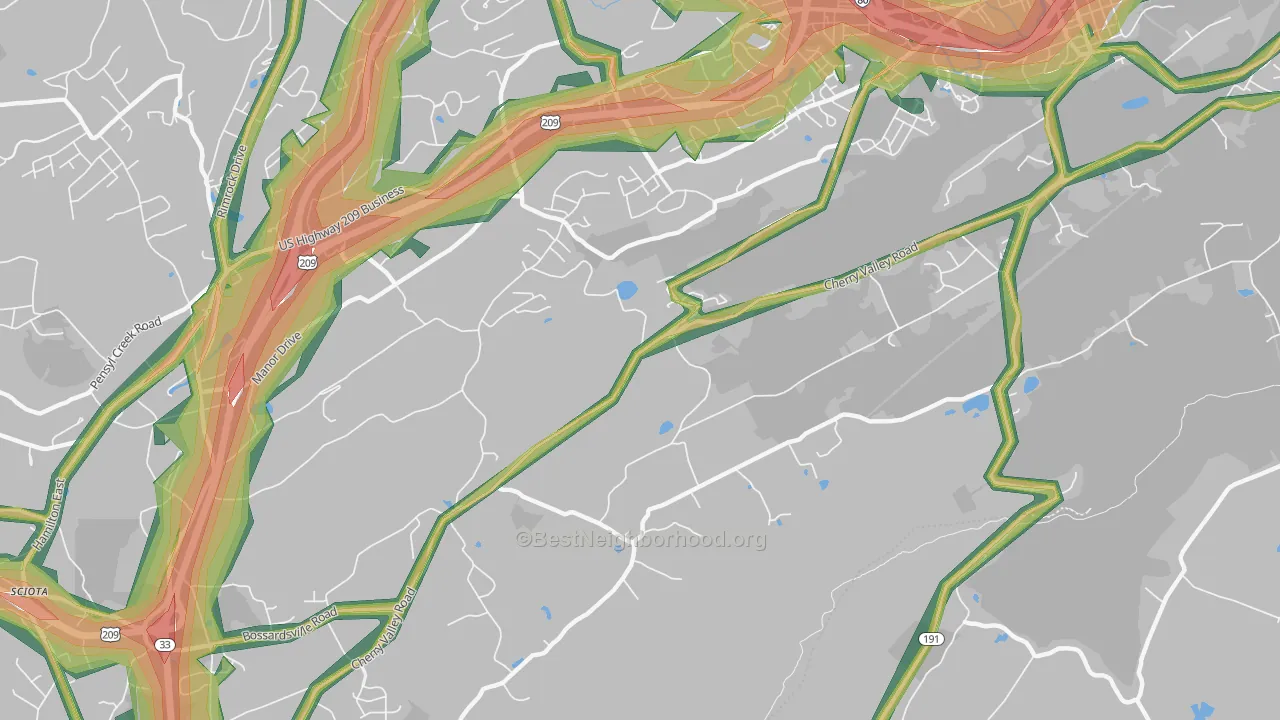 Stormville, PA Map of Noise Levels in Stormville