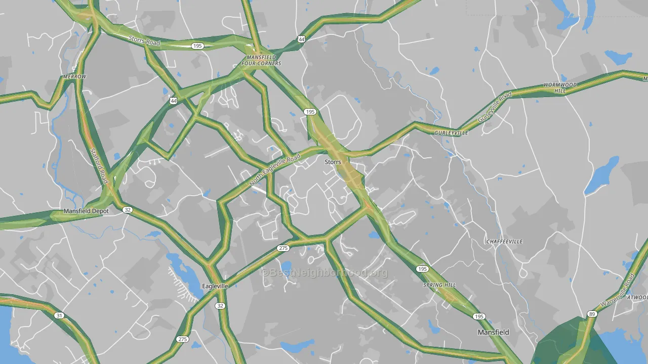 Storrs Mansfield, CT Map of Noise Levels in Storrs Mansfield