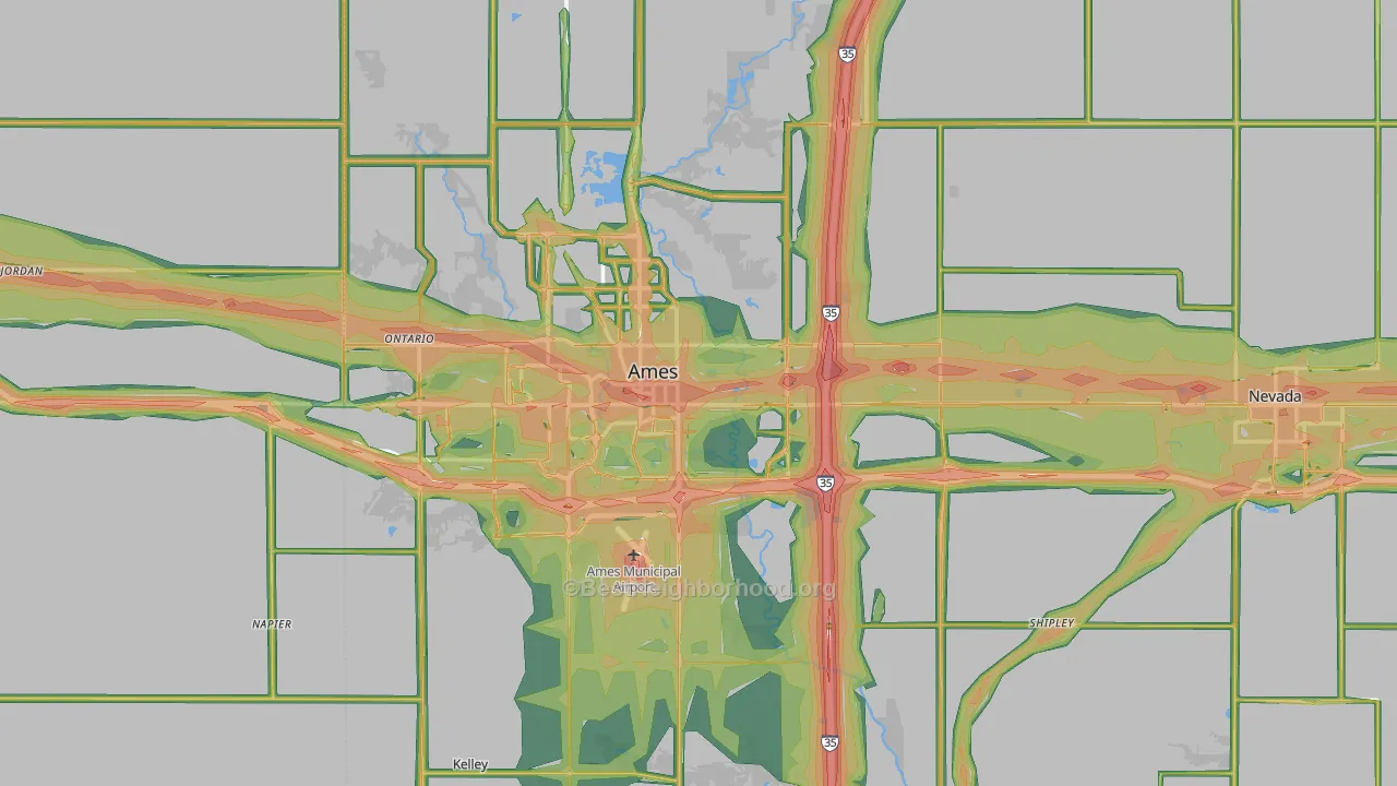 Story County, IA Map of Noise Levels in Story County
