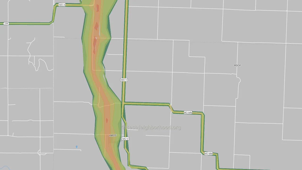 Stotesbury, MO Map of Noise Levels in Stotesbury
