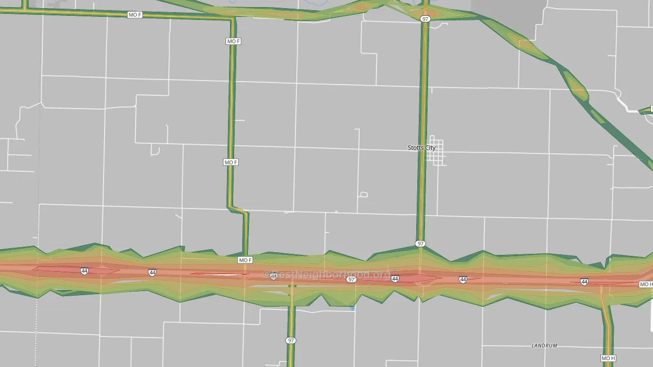 Stotts City, MO Map of Noise Levels in Stotts City