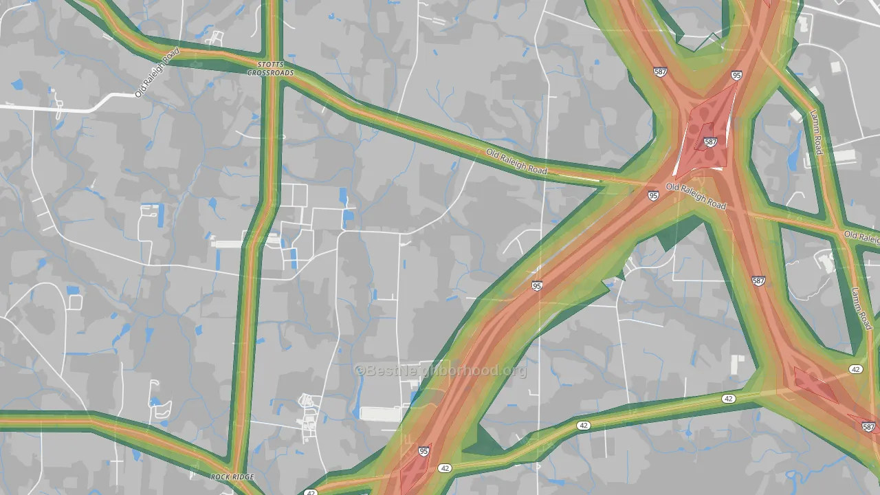 Stotts Crossroads, NC Map of Noise Levels in Stotts Crossroads