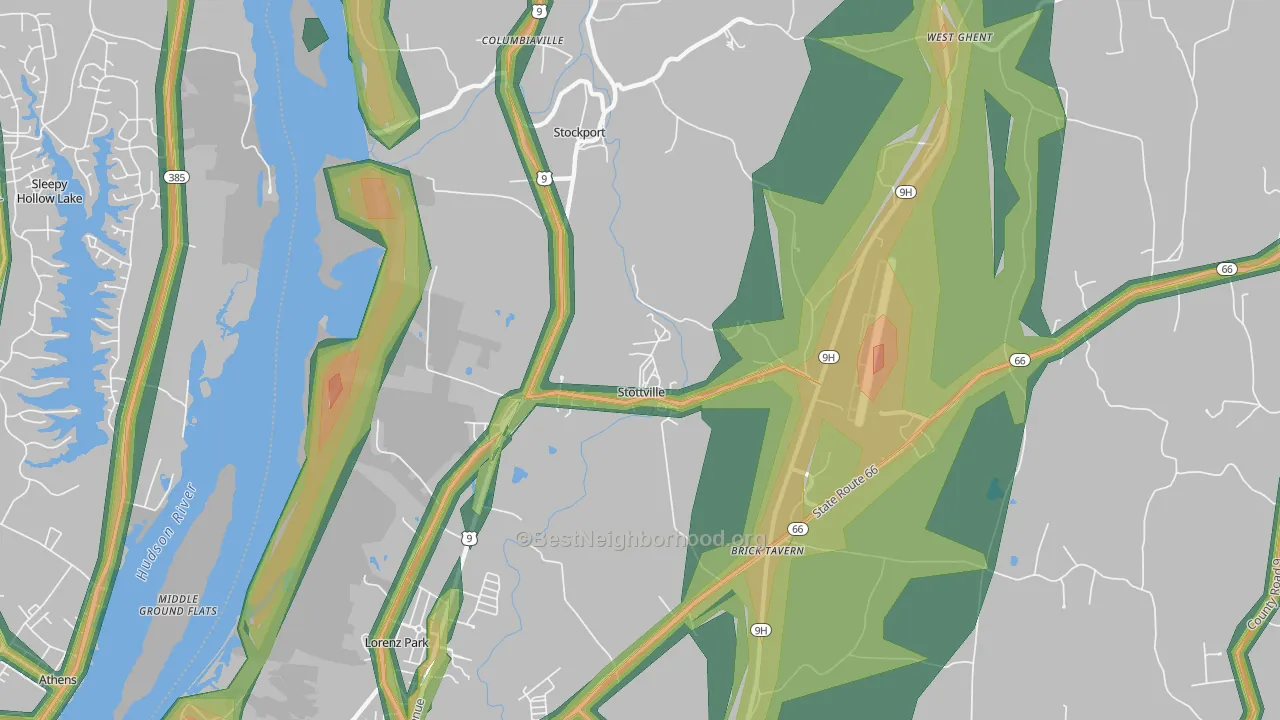 Stottville, NY Map of Noise Levels in Stottville