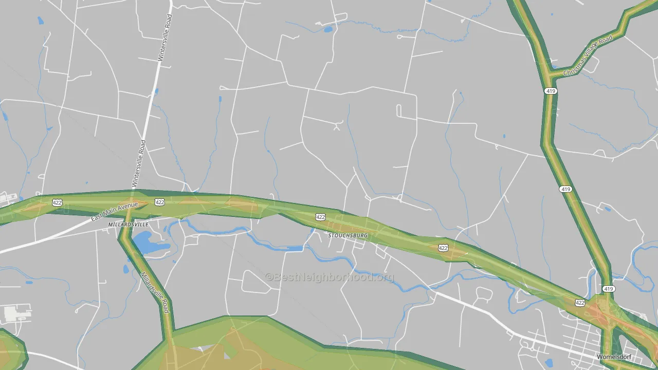 Stouchsburg, PA Map of Noise Levels in Stouchsburg
