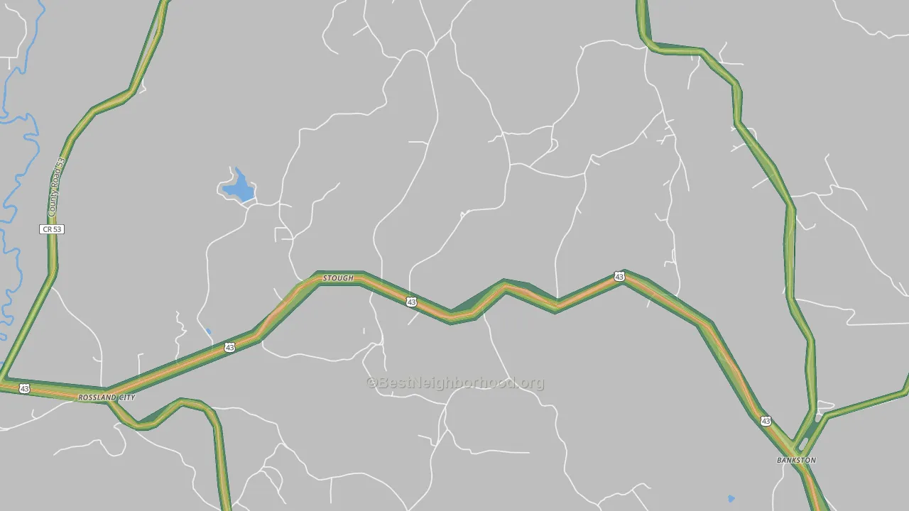 Stough, AL Map of Noise Levels in Stough