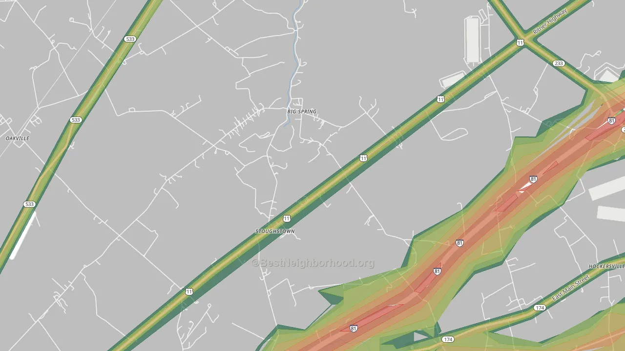 Stoughstown, PA Map of Noise Levels in Stoughstown
