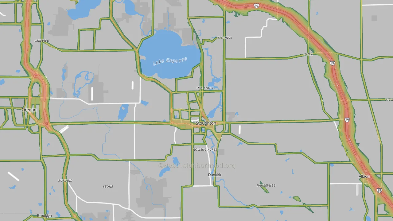 Stoughton, WI Map of Noise Levels in Stoughton