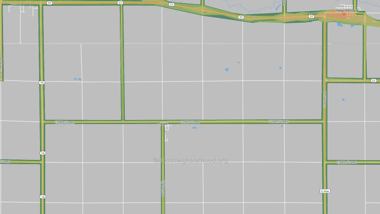 Stout, IA Map of Noise Levels in Stout