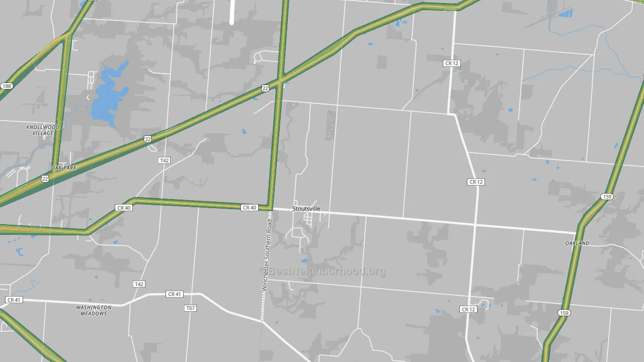 Stoutsville, OH Map of Noise Levels in Stoutsville