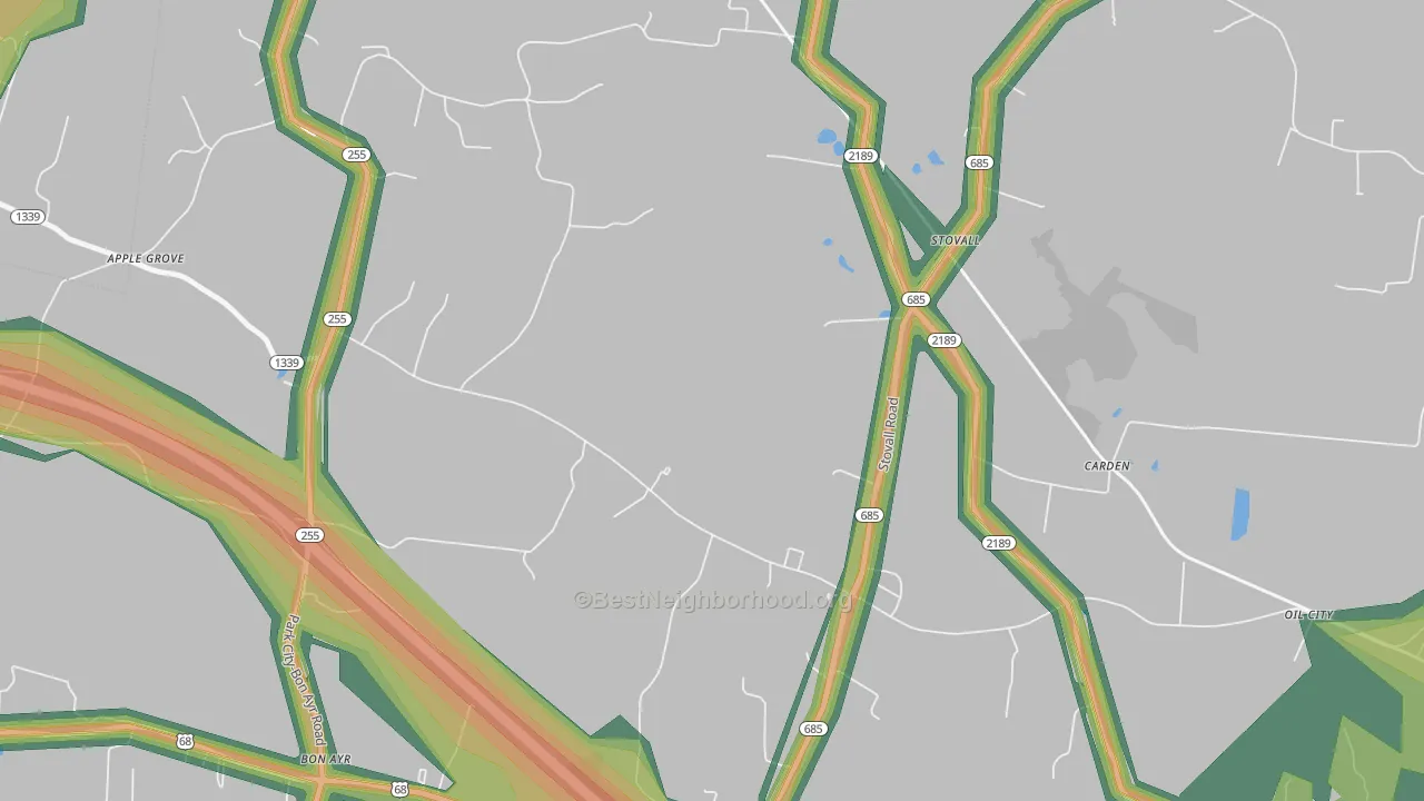 Stovall, KY Map of Noise Levels in Stovall
