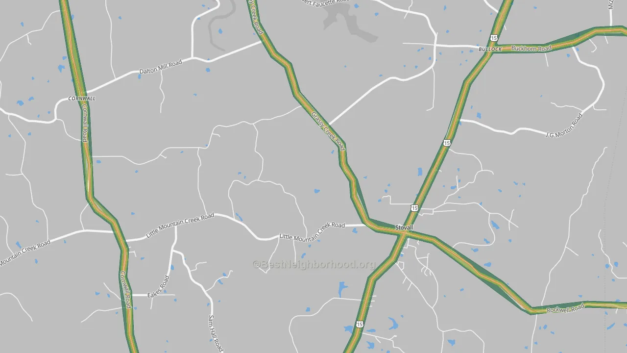 Stovall, NC Map of Noise Levels in Stovall