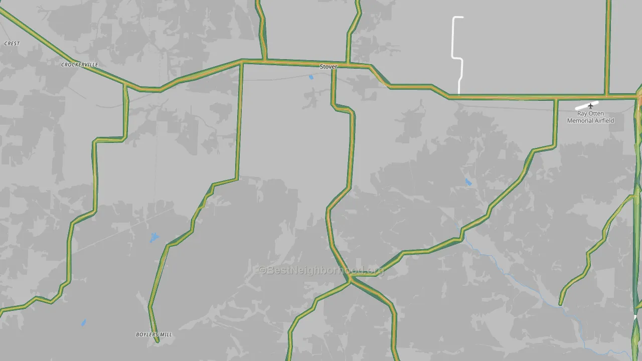 Stover, MO Map of Noise Levels in Stover