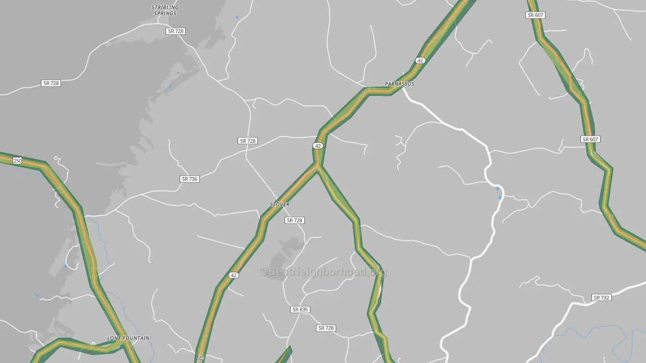 Stover, VA Map of Noise Levels in Stover