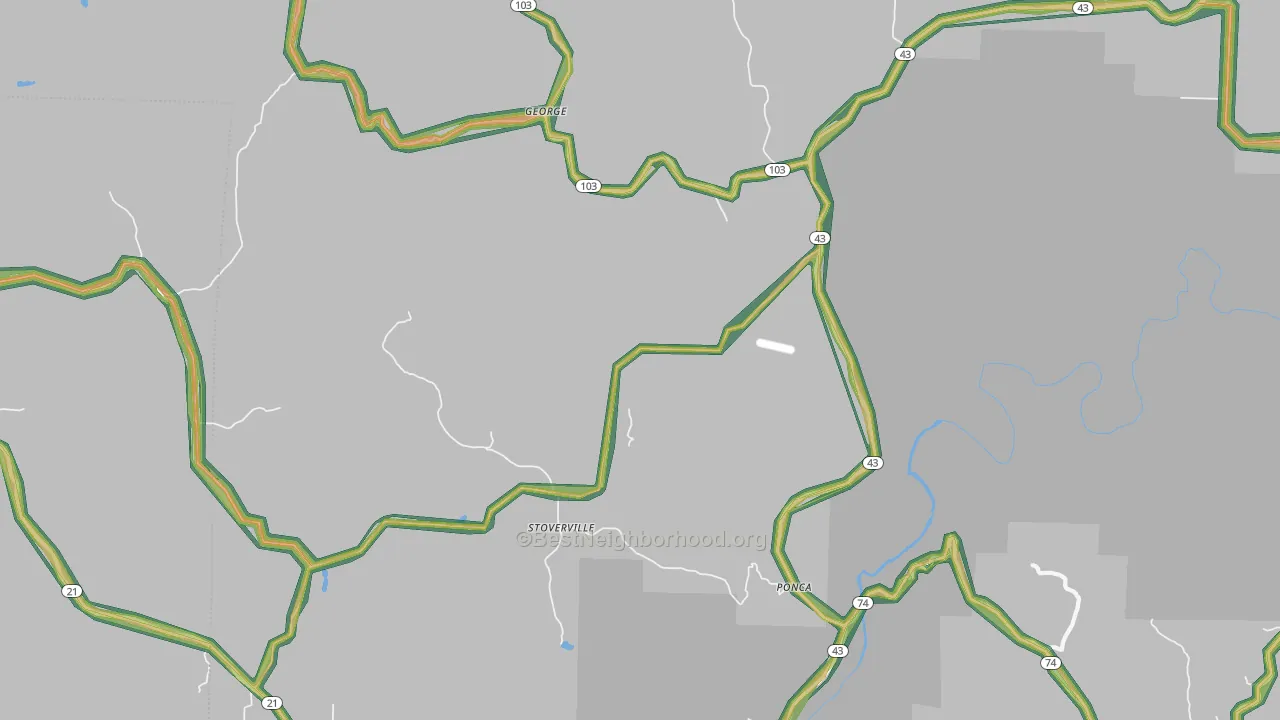 Stoverville, AR Map of Noise Levels in Stoverville