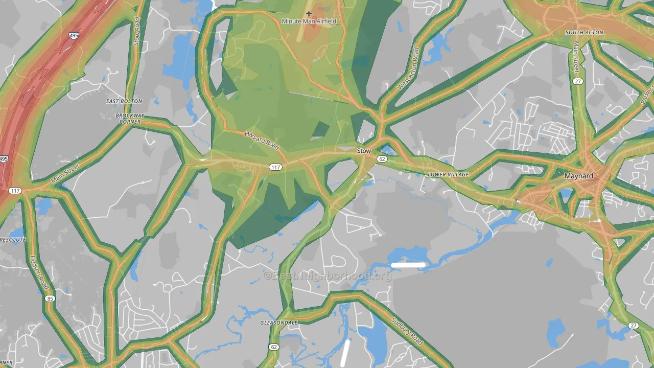 Stow, MA Map of Noise Levels in Stow