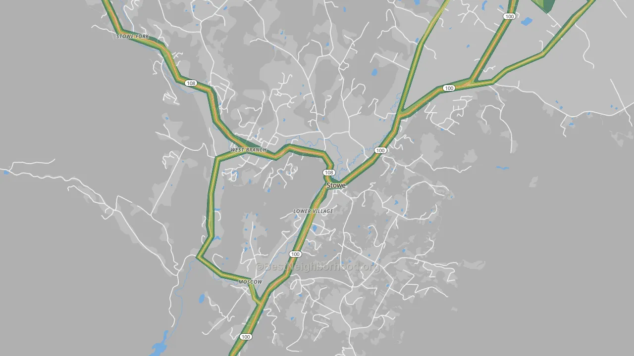 Stowe, VT Map of Noise Levels in Stowe
