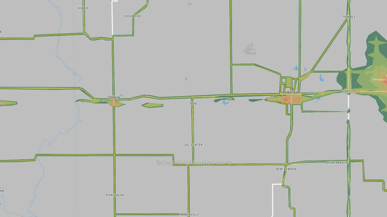 Stoy, IL Map of Noise Levels in Stoy