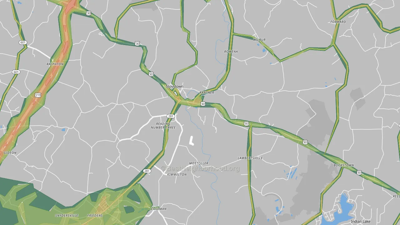 Stoystown, PA Map of Noise Levels in Stoystown