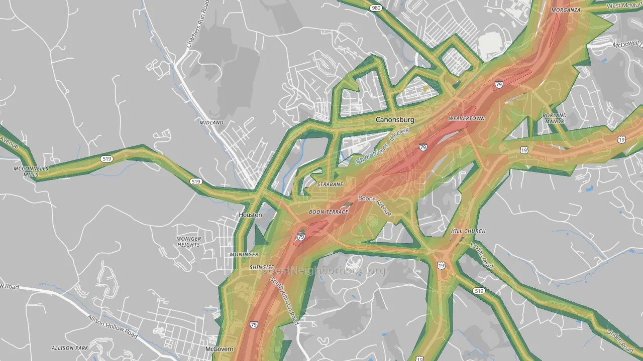 Strabane, PA Map of Noise Levels in Strabane