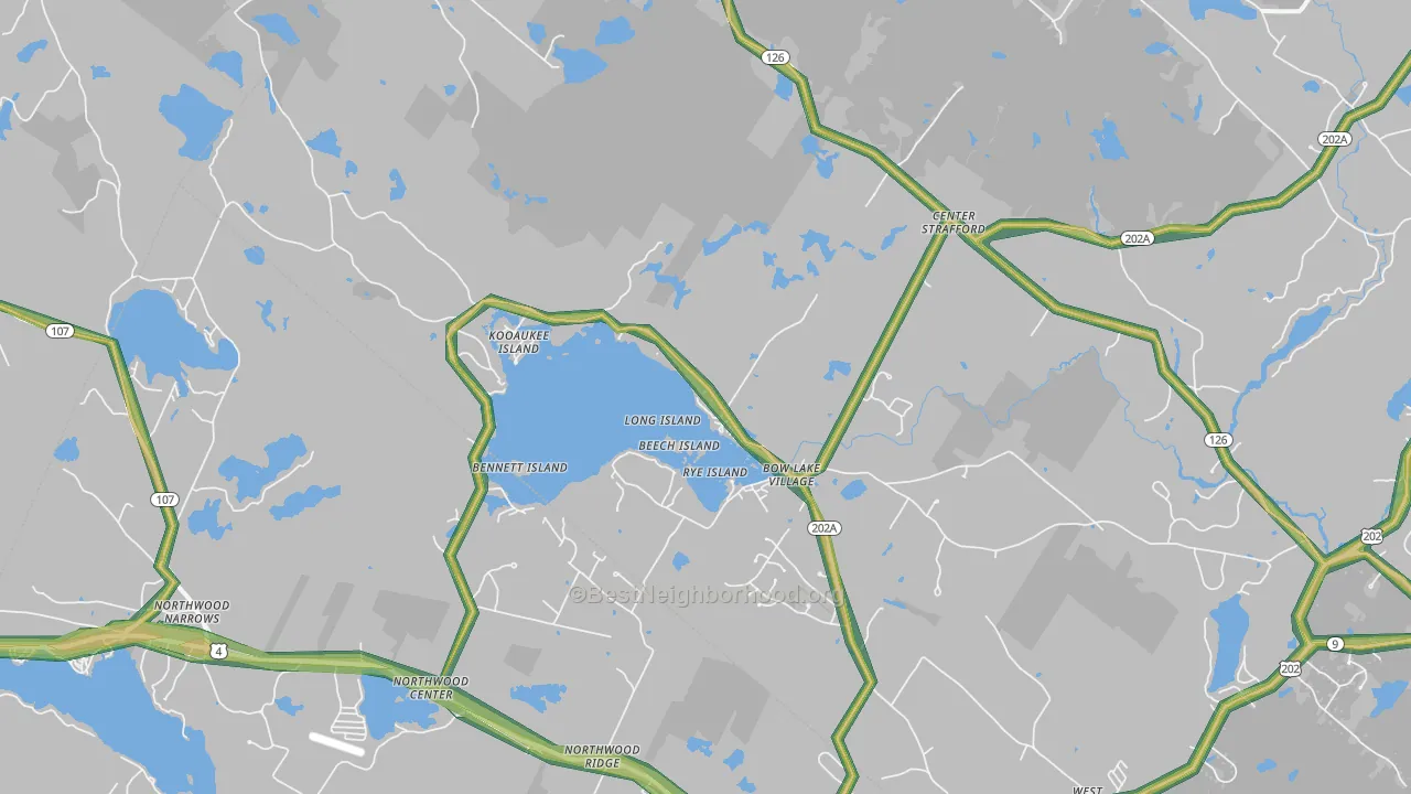 Strafford, NH Map of Noise Levels in Strafford