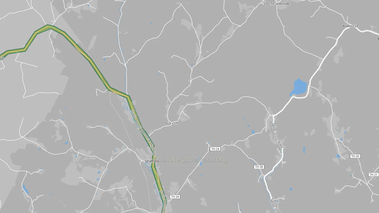 Strafford, VT Map of Noise Levels in Strafford