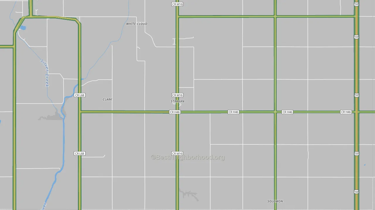 Strahan, IA Map of Noise Levels in Strahan